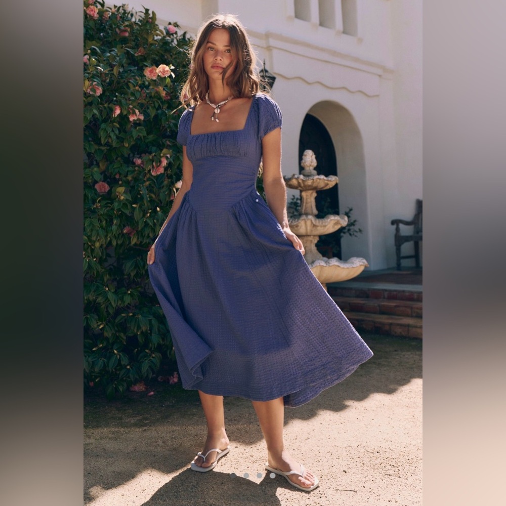 Free People Ciara Pucker Check Midi Dress